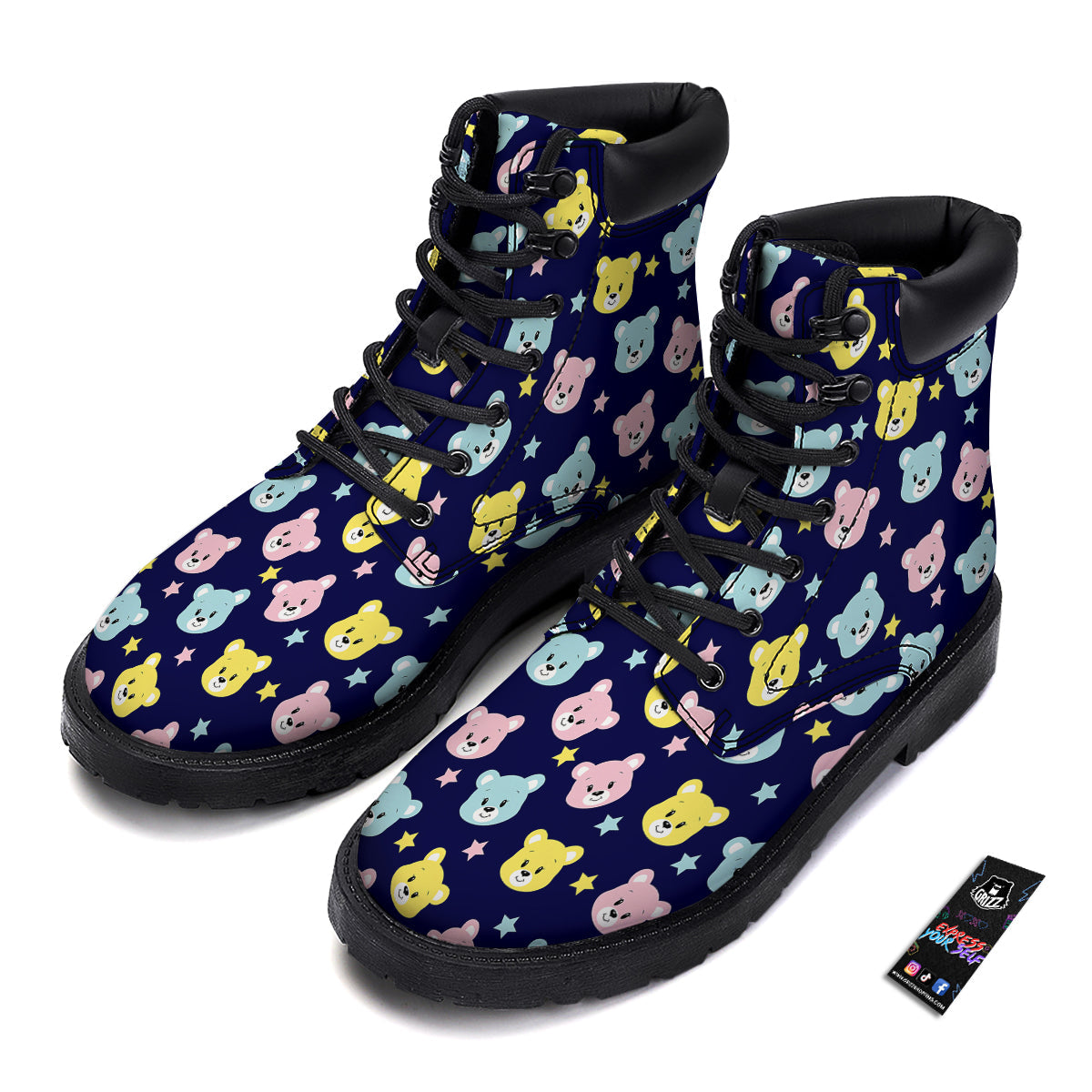 Emoji Bear Print Pattern Boots-grizzshop