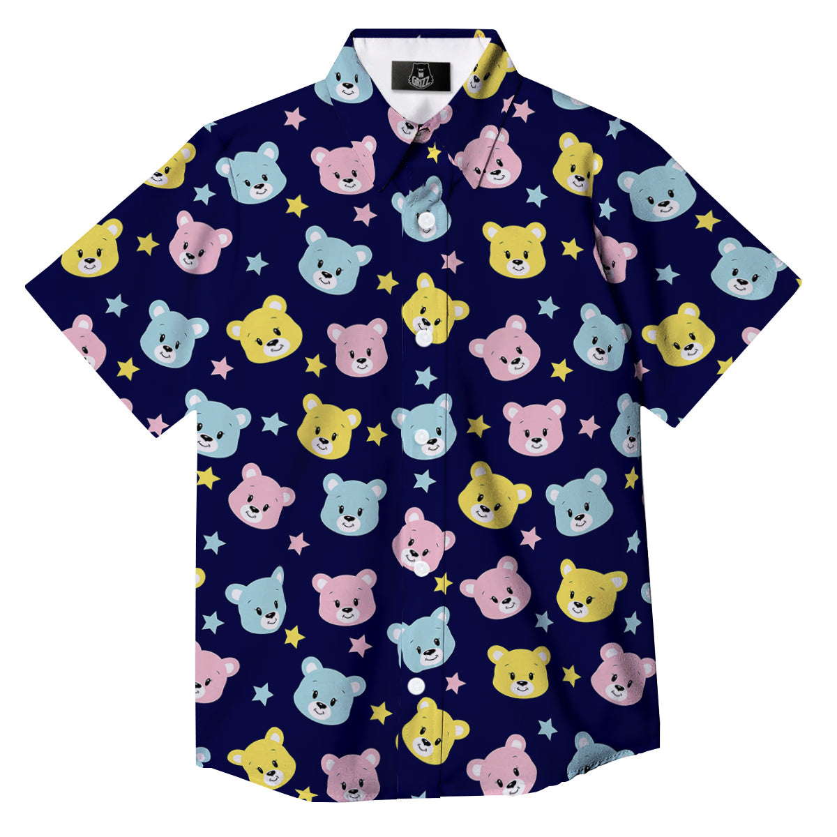 Emoji Bear Print Pattern Button Up Shirt-grizzshop