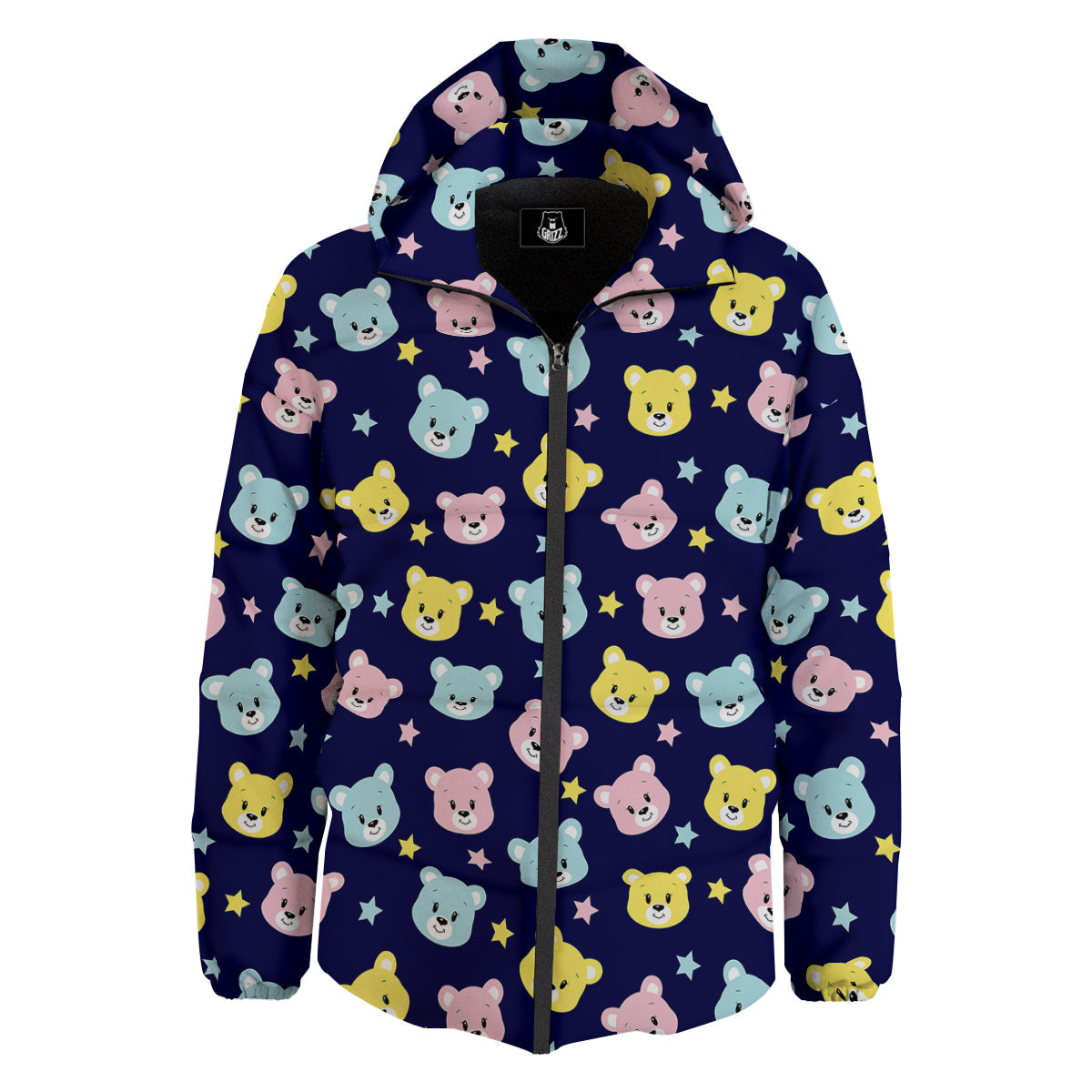 Emoji Bear Print Pattern Down Jacket-grizzshop