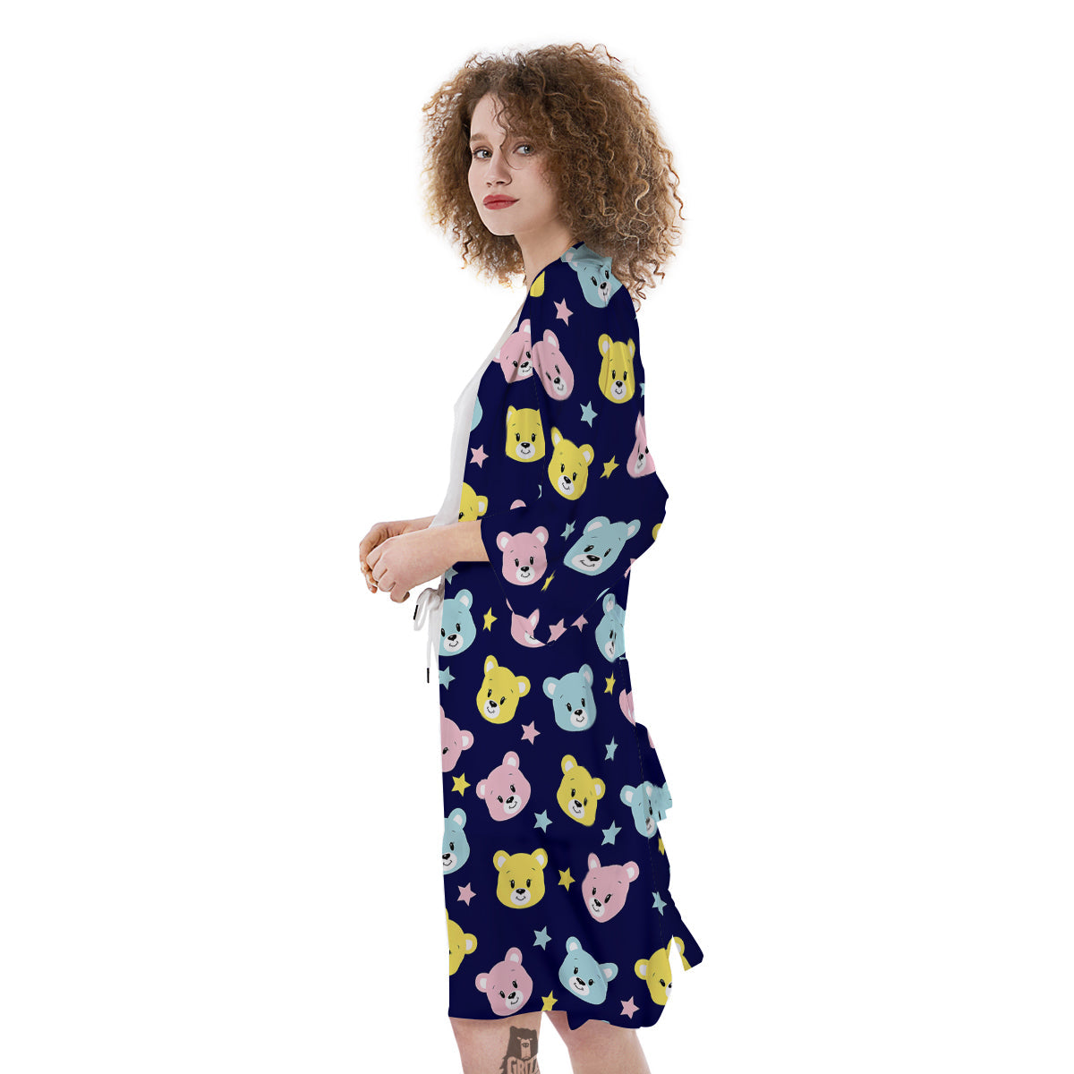 Emoji Bear Print Pattern Kimono-grizzshop