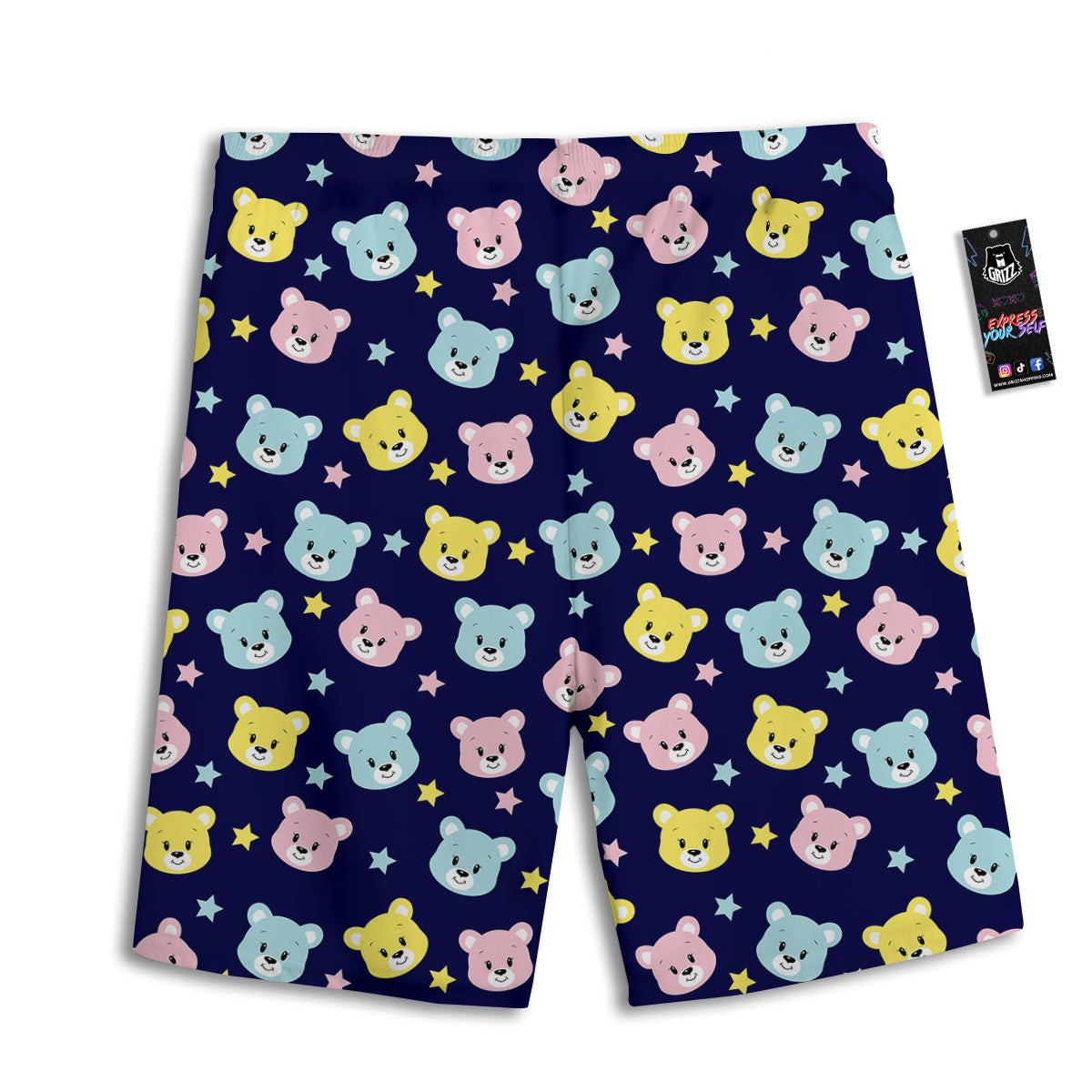 Emoji Bear Print Pattern Men's Athletic Shorts