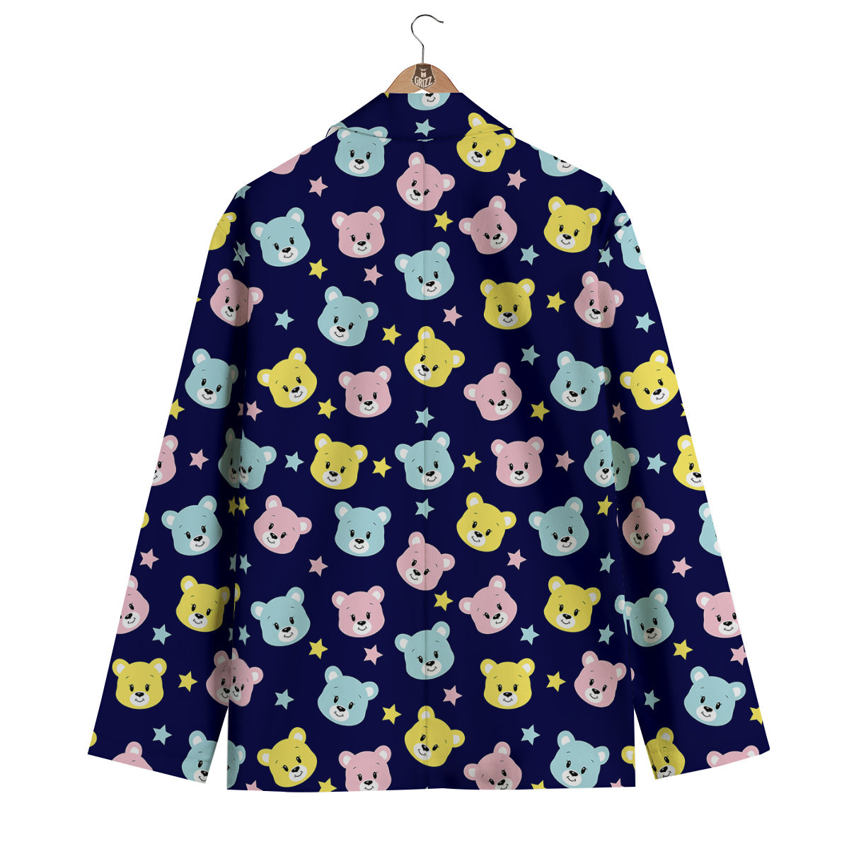 Emoji Bear Print Pattern Men's Blazer-grizzshop