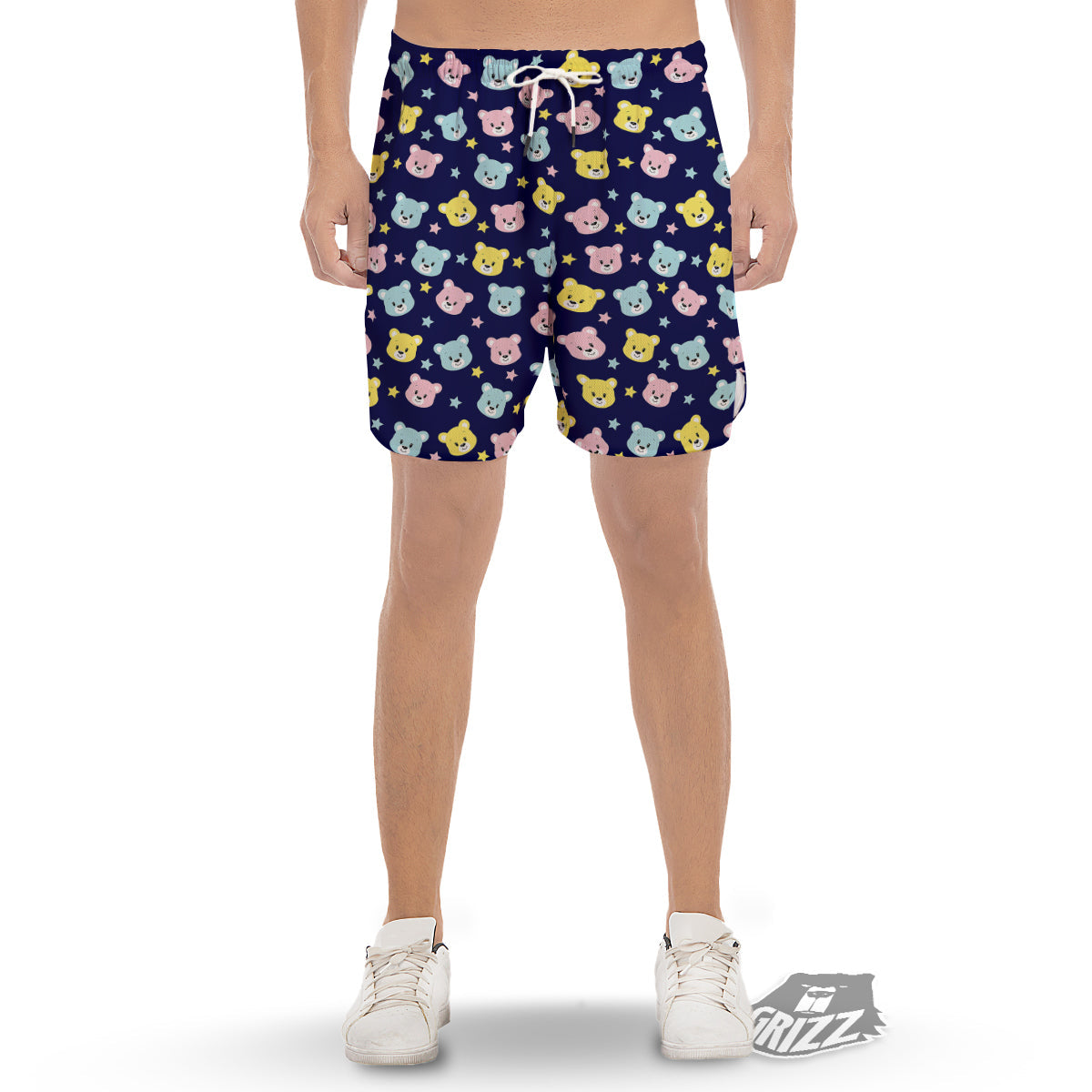 Emoji Bear Print Pattern Men's Gym Shorts-grizzshop