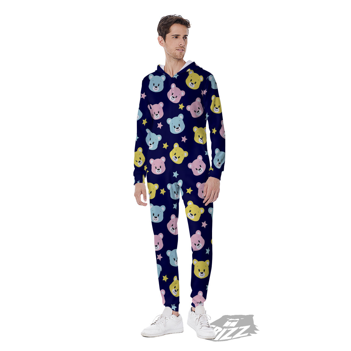 Emoji Bear Print Pattern Men's Jumpsuit-grizzshop