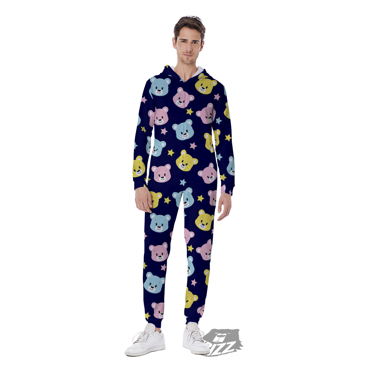 Emoji Bear Print Pattern Men's Jumpsuit-grizzshop
