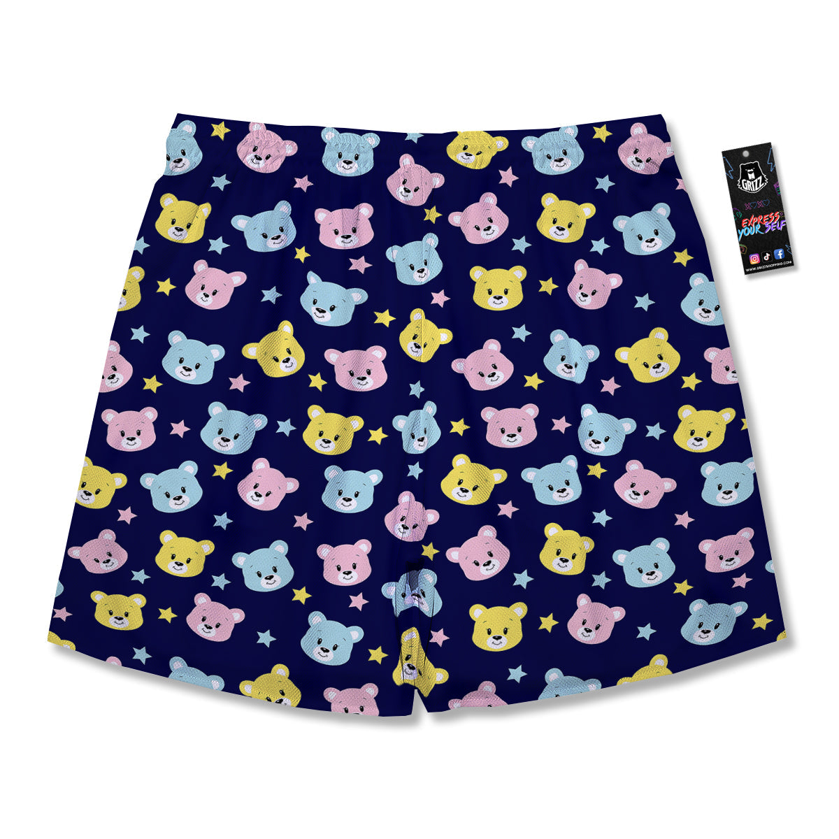 Emoji Bear Print Pattern Men's Running Shorts-grizzshop
