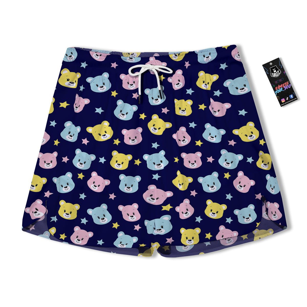 Emoji Bear Print Pattern Men's Running Shorts-grizzshop