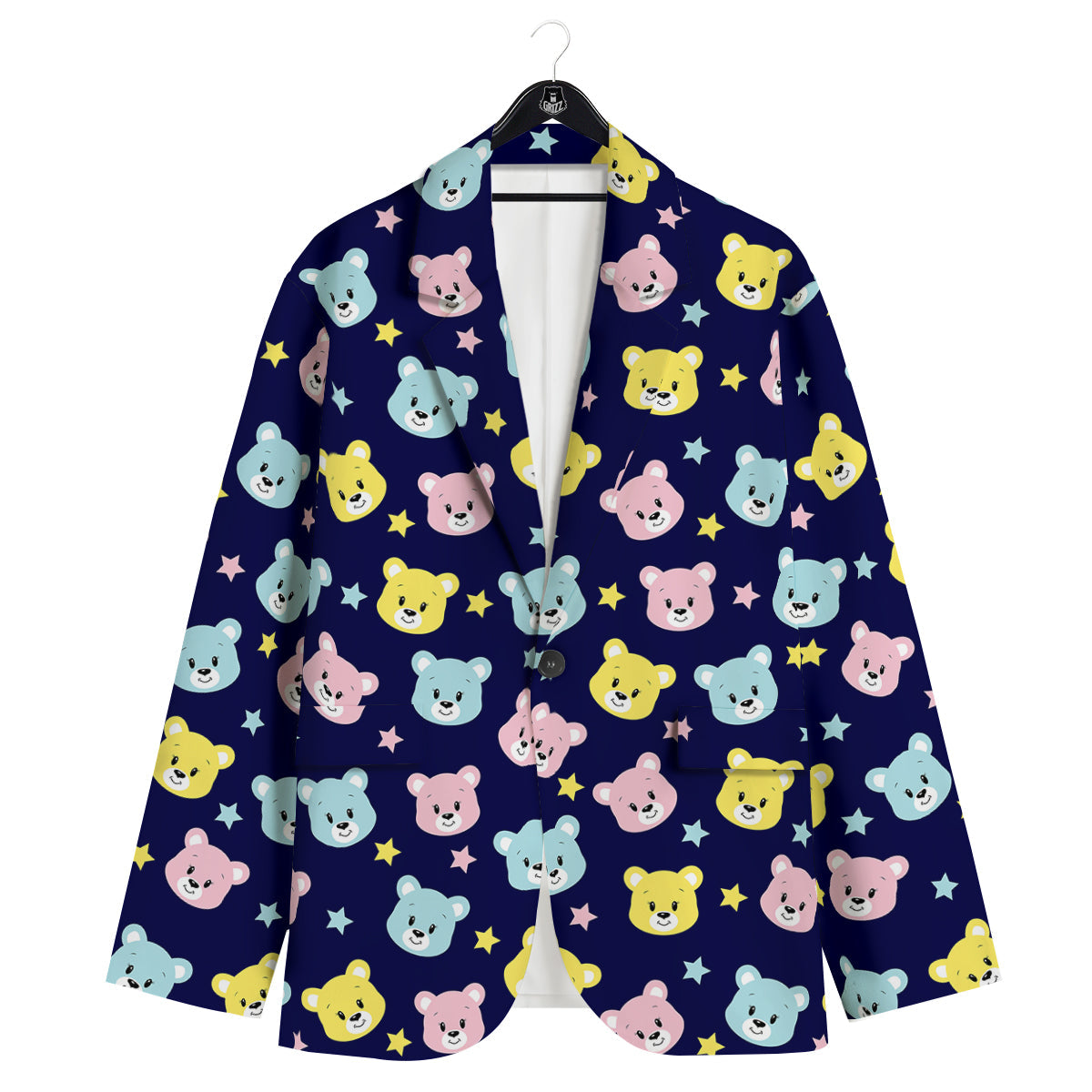 Emoji Bear Print Pattern Men's Sport Coat-grizzshop