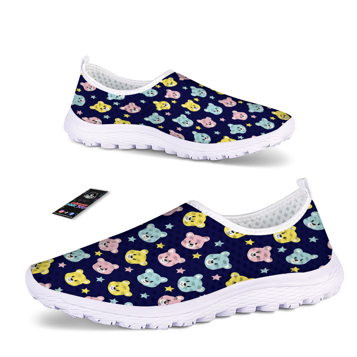 Emoji Bear Print Pattern Nurse Shoes-grizzshop