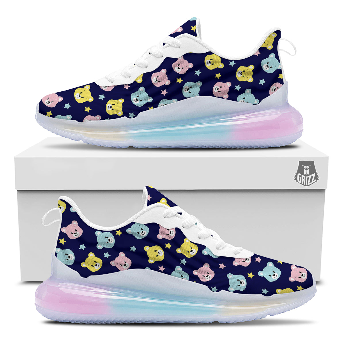 Emoji Bear Print Pattern Running Sneakers-grizzshop
