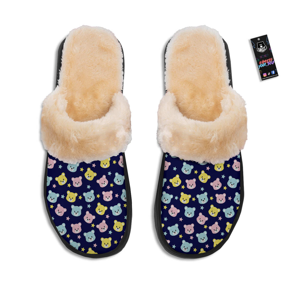 Emoji Bear Print Pattern Slippers-grizzshop