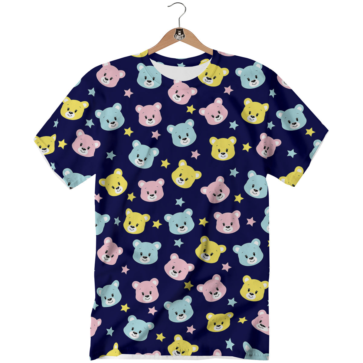 Emoji Bear Print Pattern T-Shirt-grizzshop