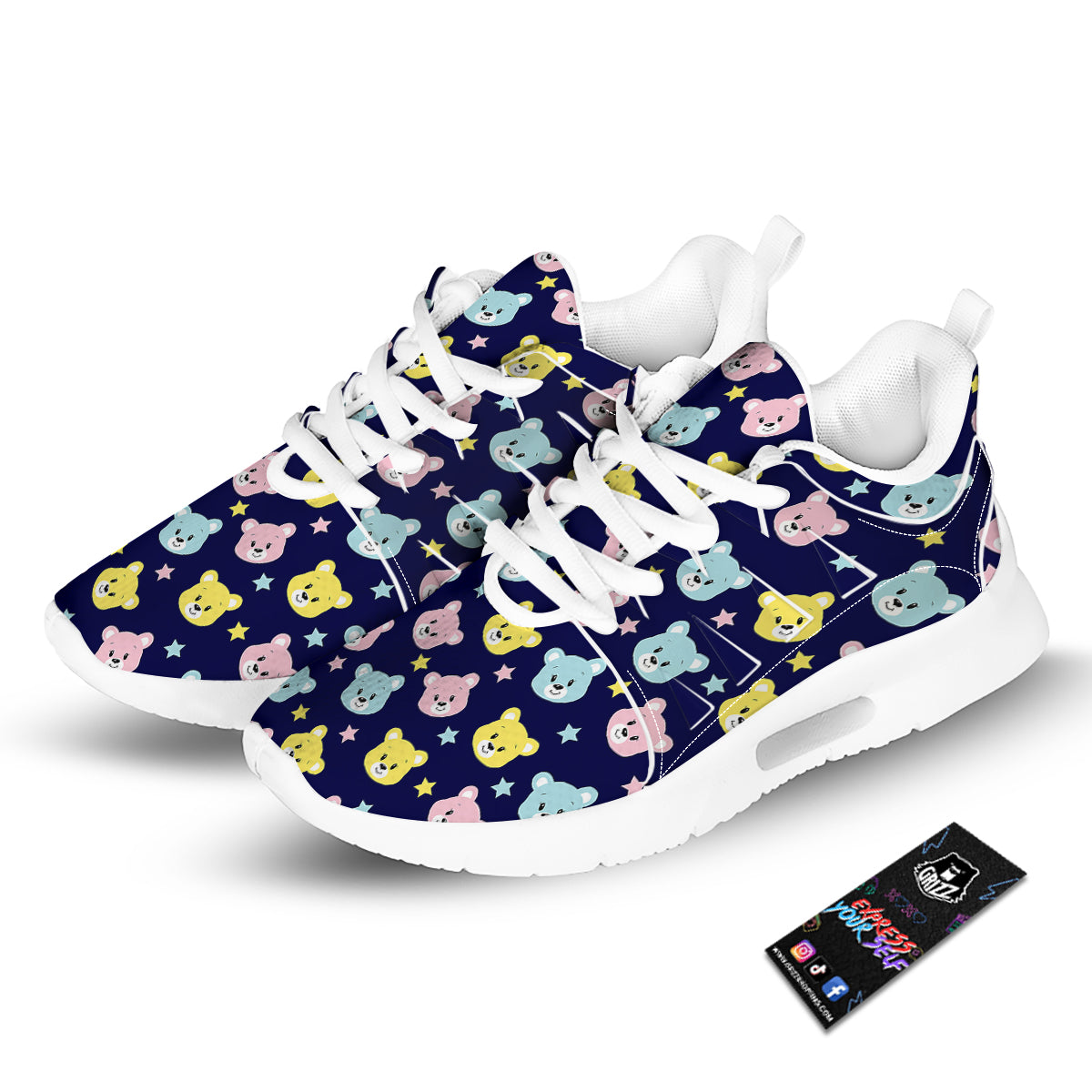 Emoji Bear Print Pattern Tennis Shoes-grizzshop