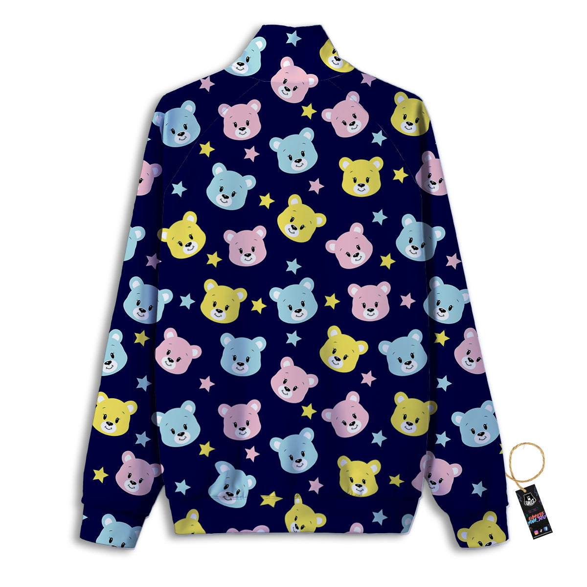 Emoji Bear Print Pattern Track Jacket-grizzshop