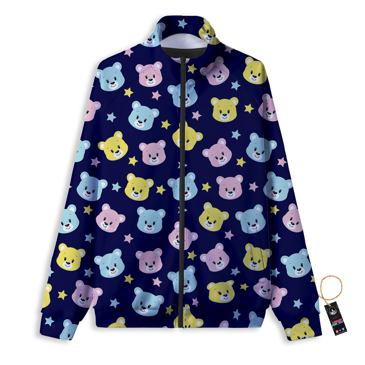 Emoji Bear Print Pattern Track Jacket-grizzshop