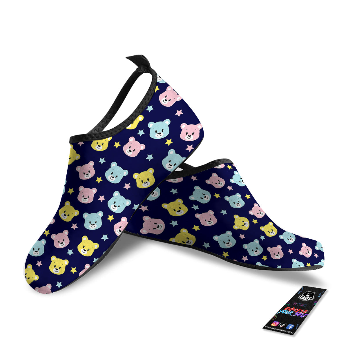 Emoji Bear Print Pattern Water Shoes-grizzshop