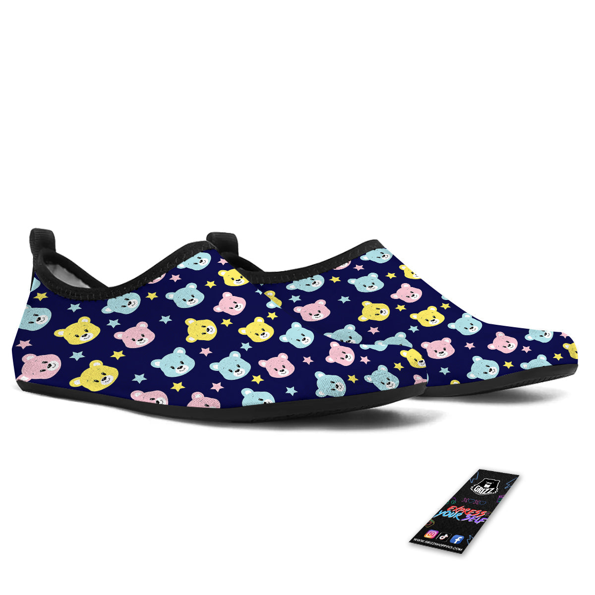 Emoji Bear Print Pattern Water Shoes-grizzshop