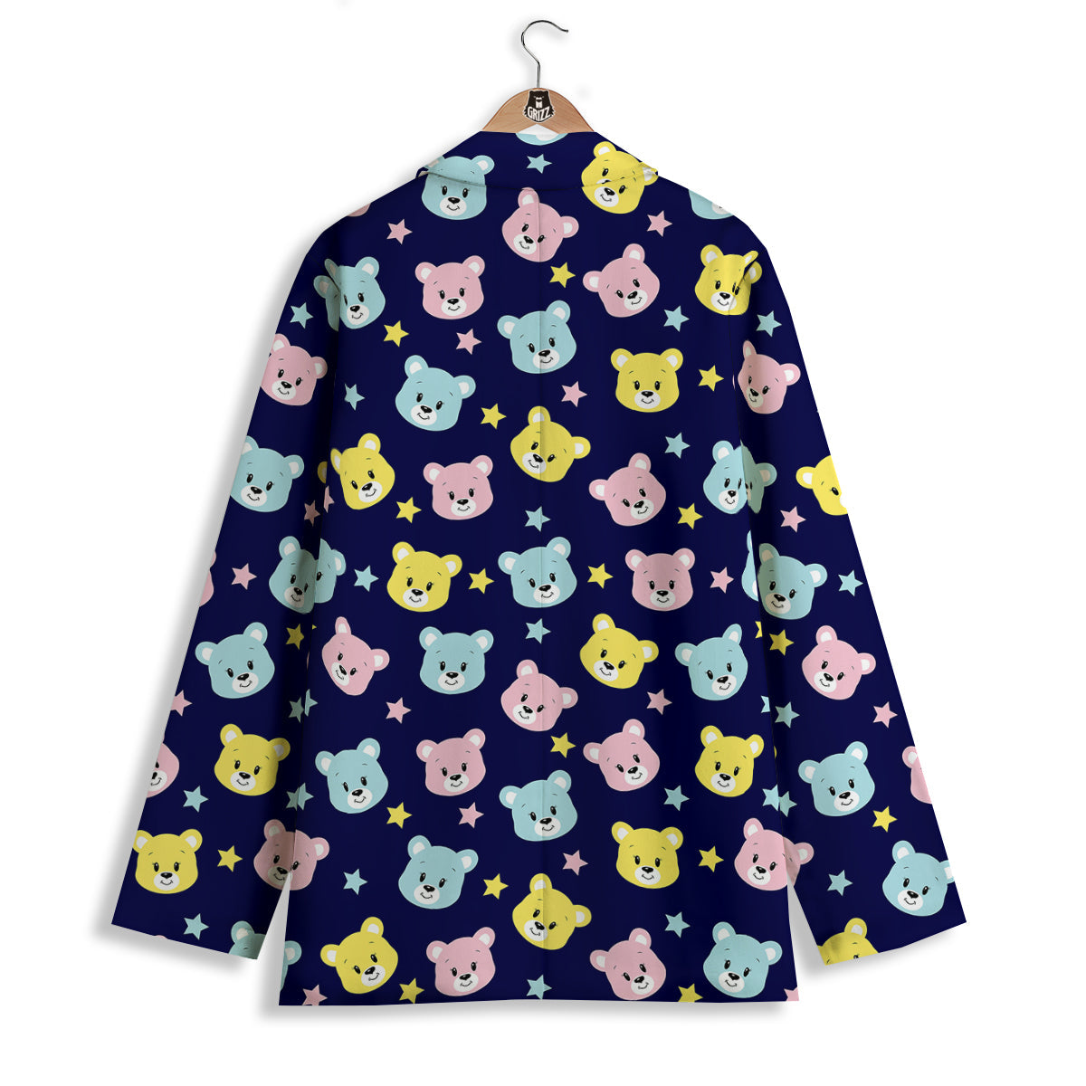 Emoji Bear Print Pattern Women's Blazer-grizzshop