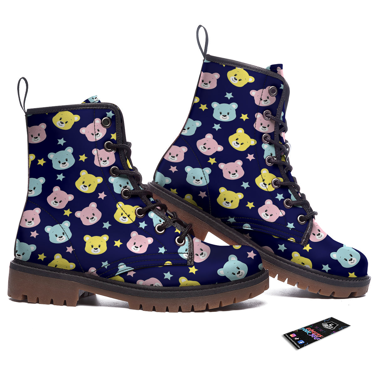 Emoji Bear Print Pattern Work Boots-grizzshop