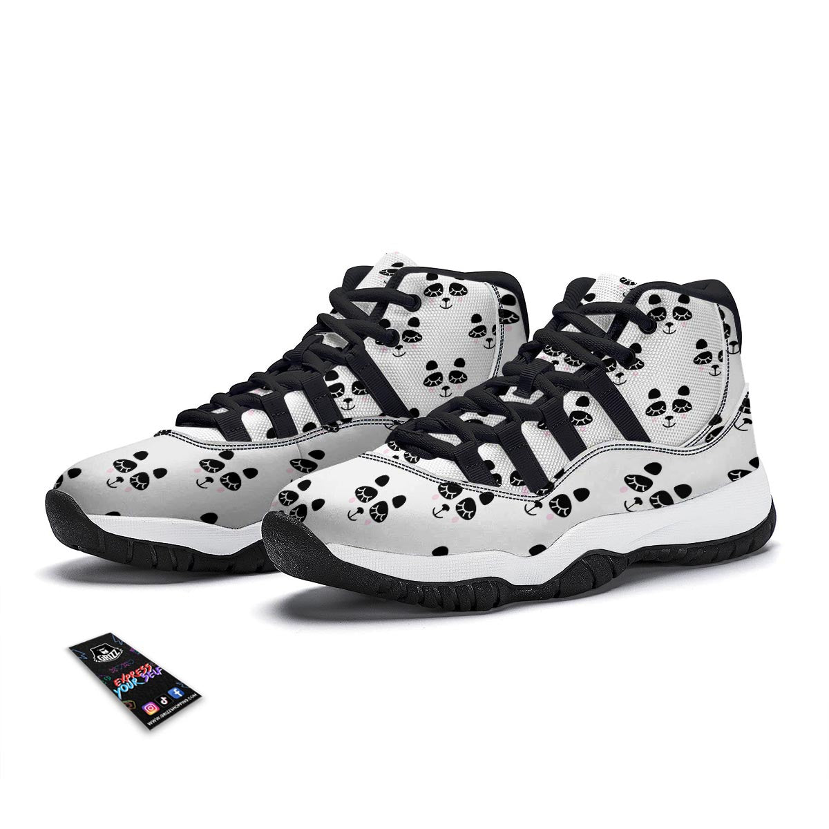 Emoji Bear Sleeping Print Pattern Black Bball Shoes-grizzshop