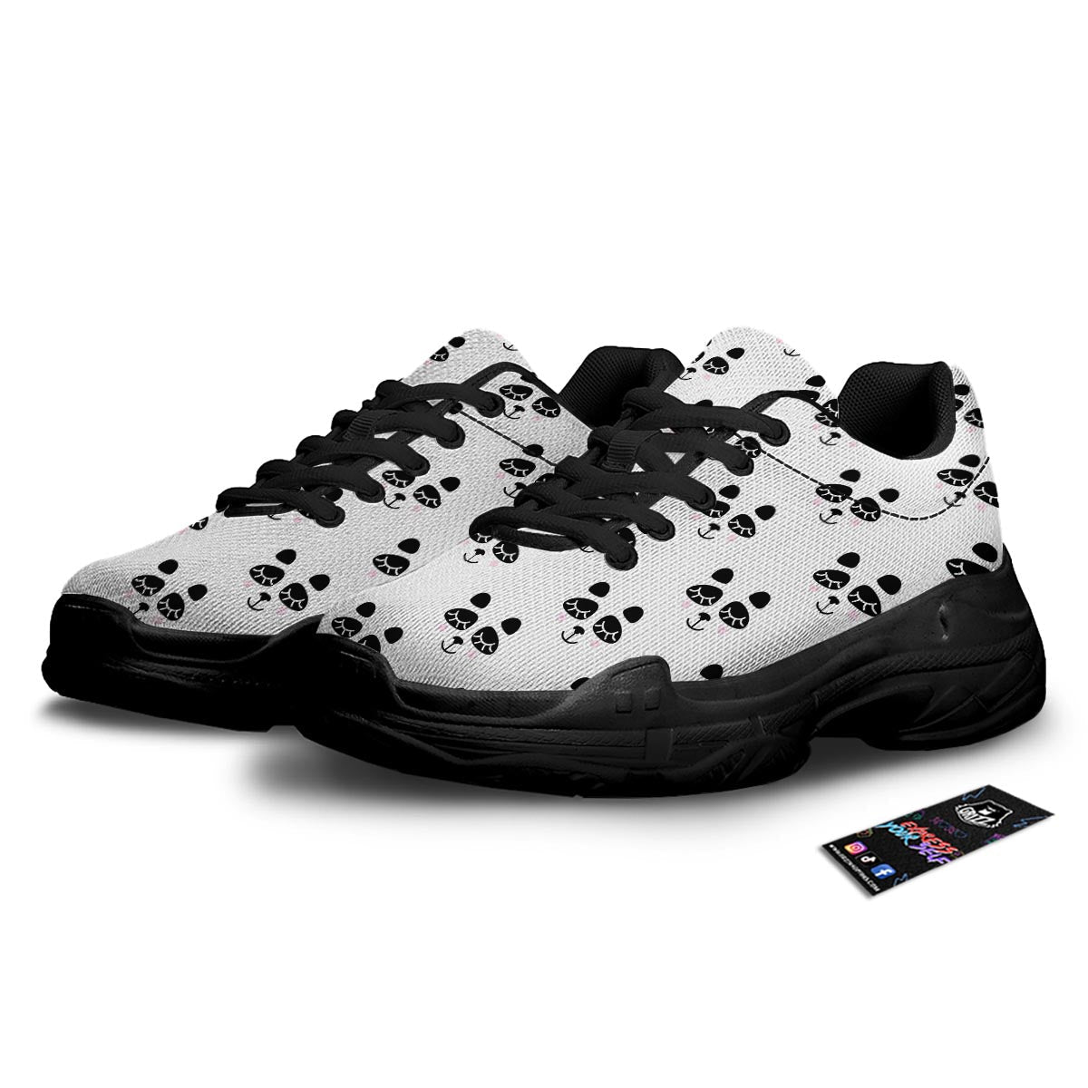 Emoji Bear Sleeping Print Pattern Black Chunky Shoes-grizzshop