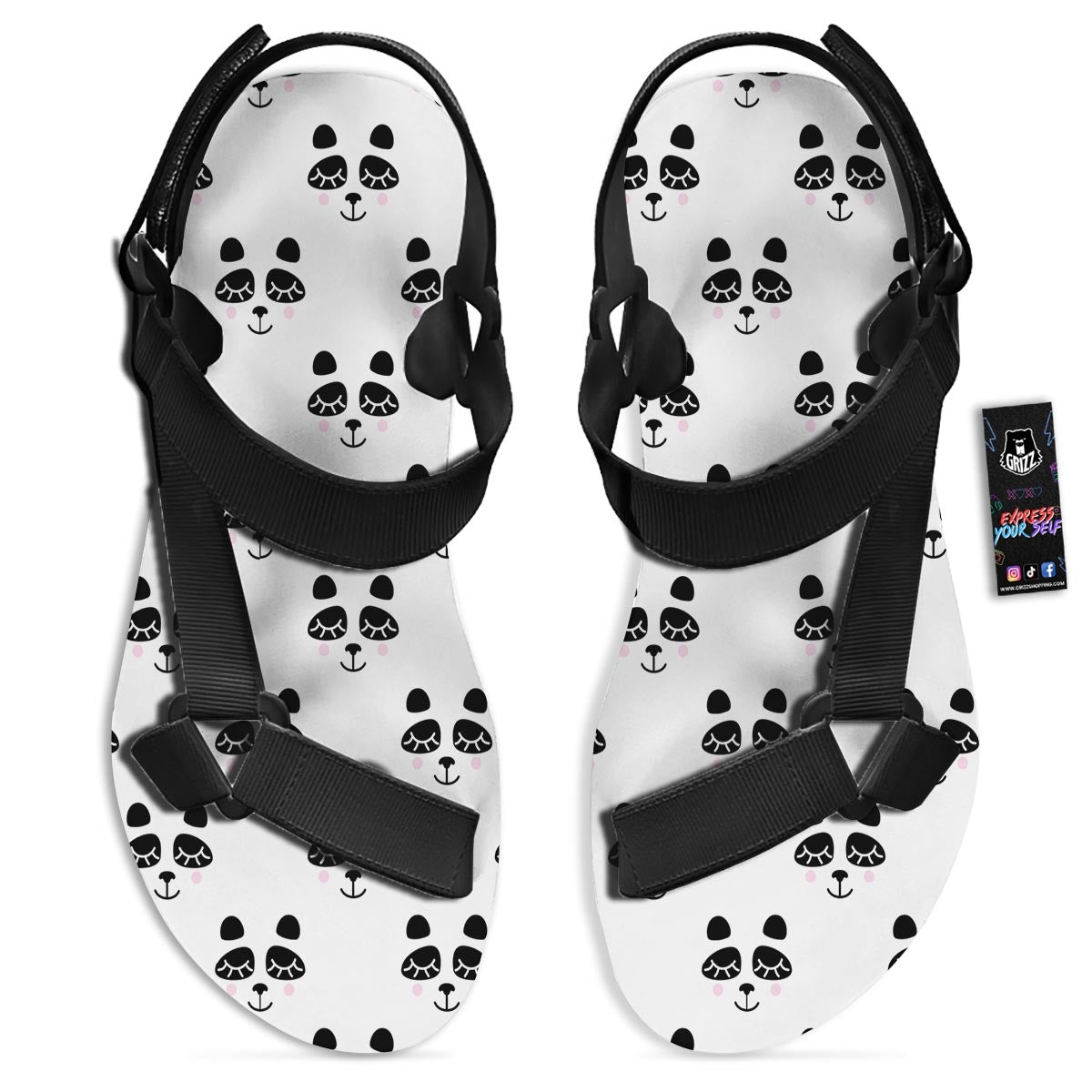Emoji Bear Sleeping Print Pattern Black Open Toe Sandals-grizzshop