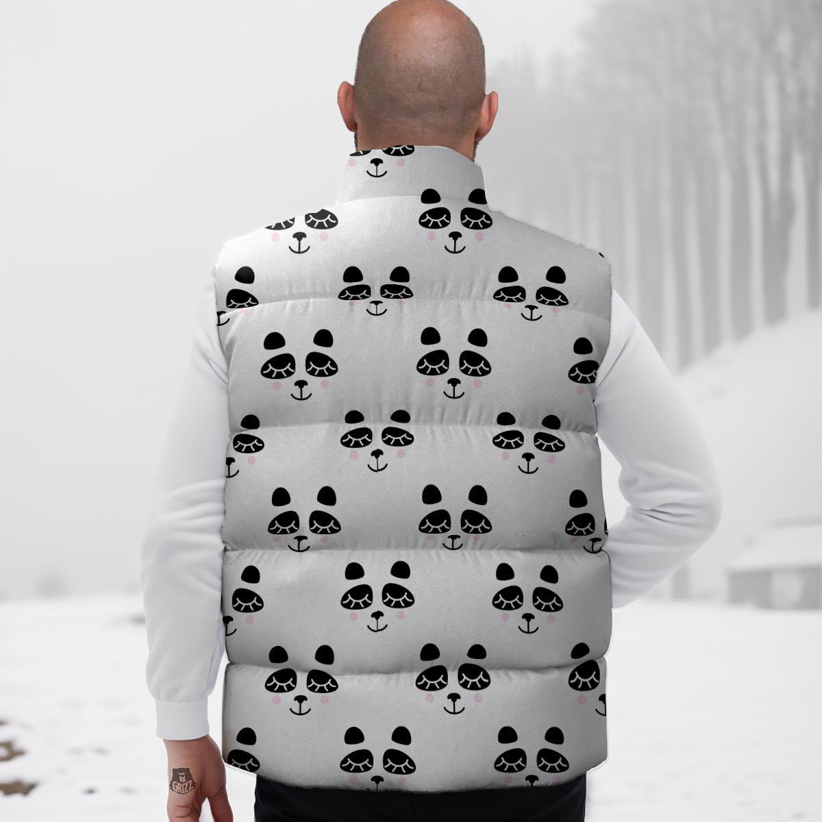 Emoji Bear Sleeping Print Pattern Down Vest