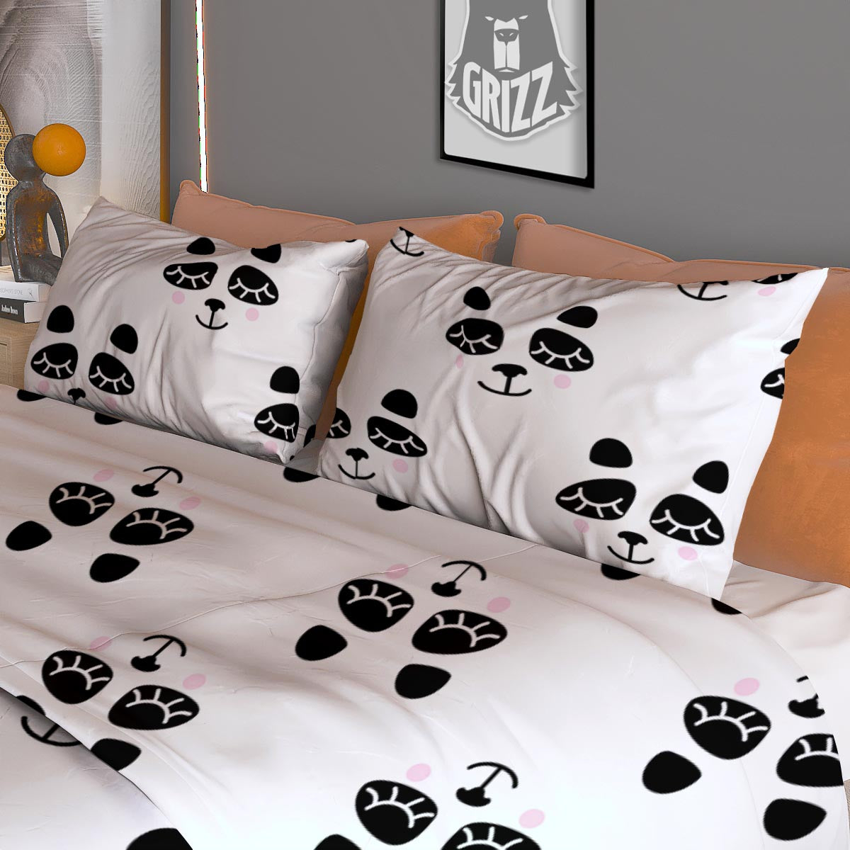 Drawing White Eggplant Print Pattern Duvet Cover Bedding Set