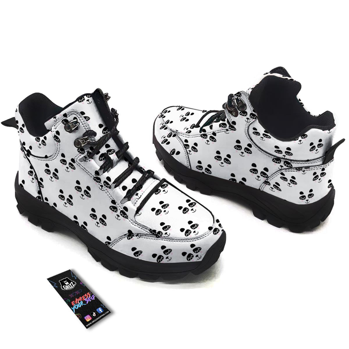 Emoji Bear Sleeping Print Pattern Hiking Shoes-grizzshop