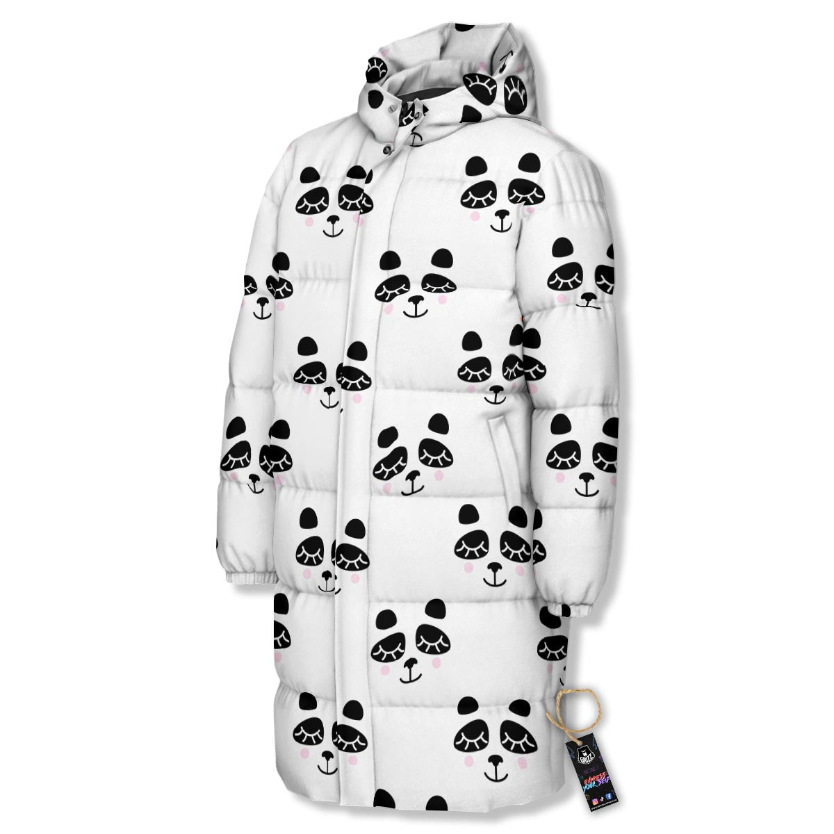 Emoji Bear Sleeping Print Pattern Long Down Jacket-grizzshop
