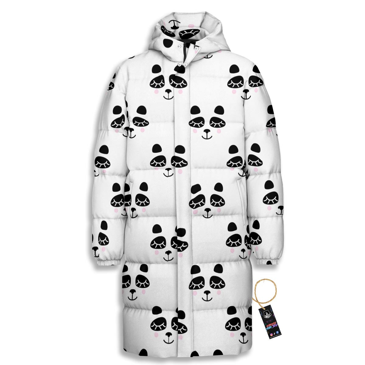 Emoji Bear Sleeping Print Pattern Long Down Jacket-grizzshop