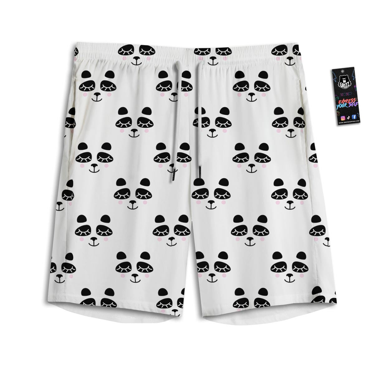 Emoji Bear Sleeping Print Pattern Men's Athletic Shorts