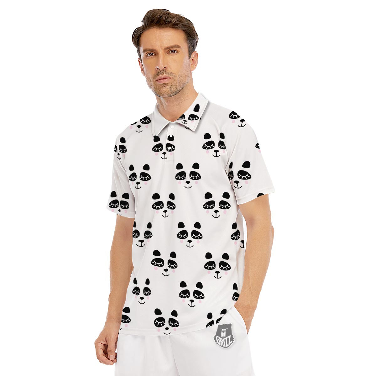 Emoji Bear Sleeping Print Pattern Men's Golf Shirts-grizzshop