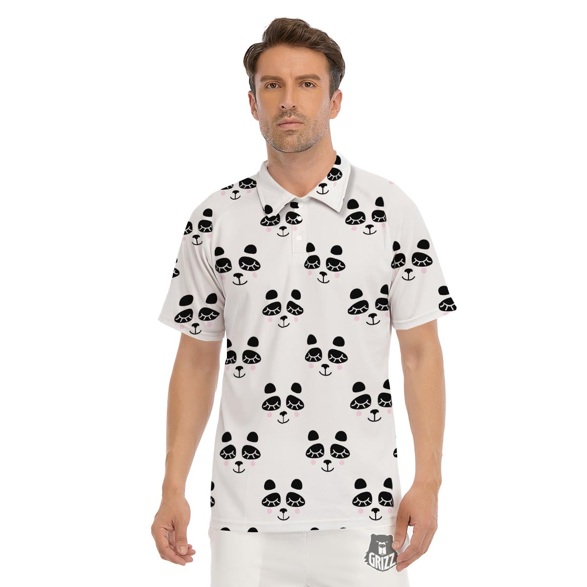 Emoji Bear Sleeping Print Pattern Men's Golf Shirts-grizzshop