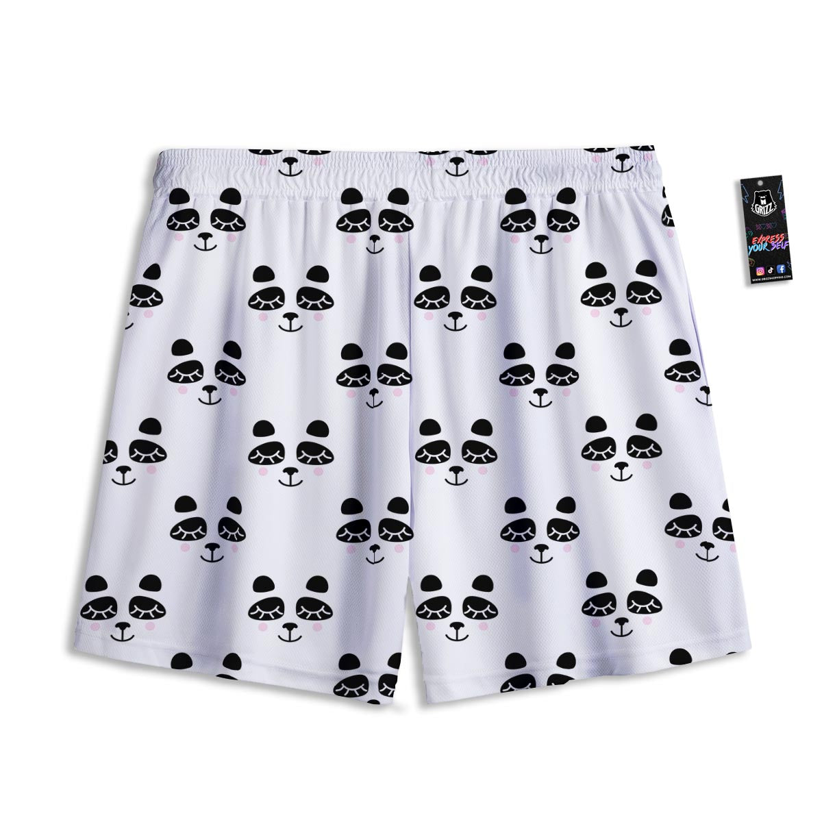 Emoji Bear Sleeping Print Pattern Mesh Shorts