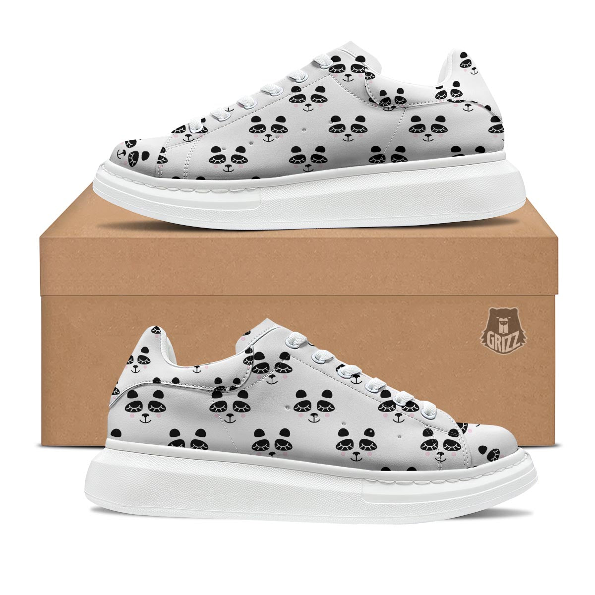 Emoji Bear Sleeping Print Pattern Platform Shoes-grizzshop