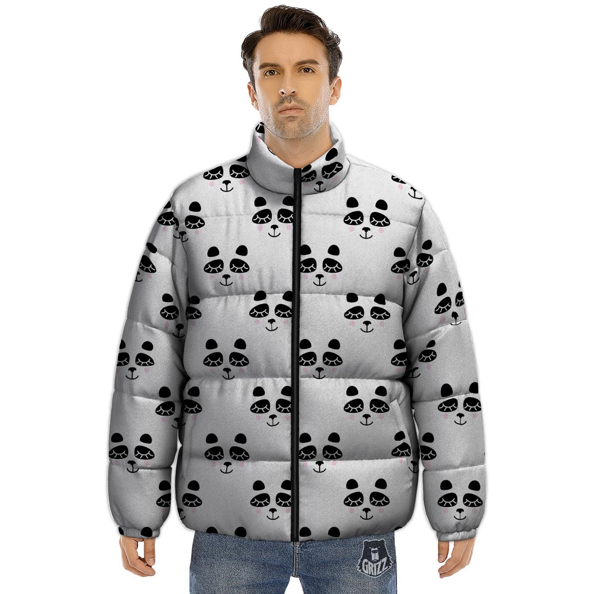 Emoji Bear Sleeping Print Pattern Puffer Jacket-grizzshop