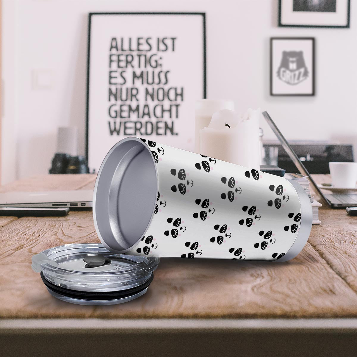 Emoji Bear Sleeping Print Pattern Tumbler-grizzshop