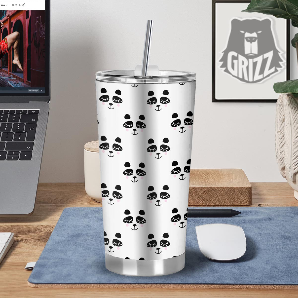 Emoji Bear Sleeping Print Pattern Tumbler-grizzshop