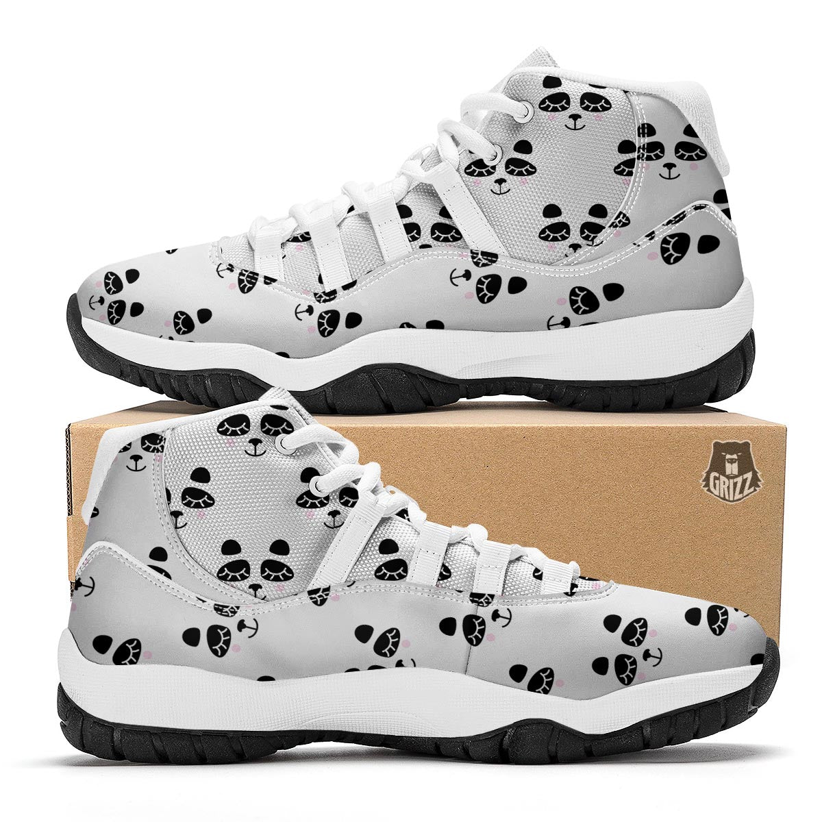 Emoji Bear Sleeping Print Pattern White Bball Shoes-grizzshop