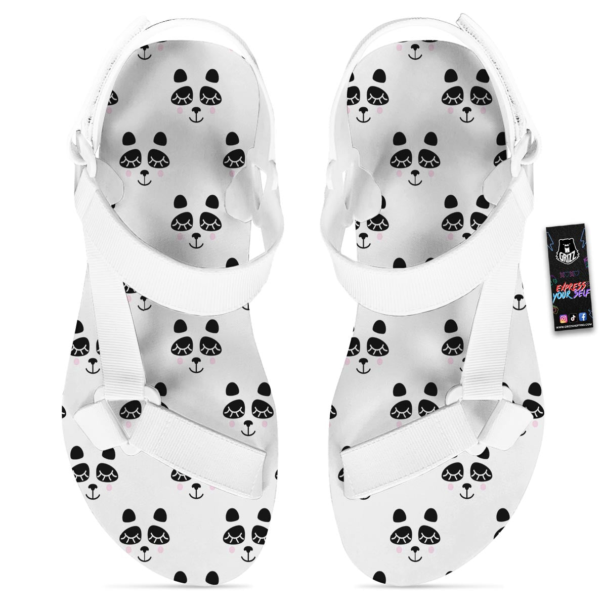 Emoji Bear Sleeping Print Pattern White Open Toe Sandals-grizzshop