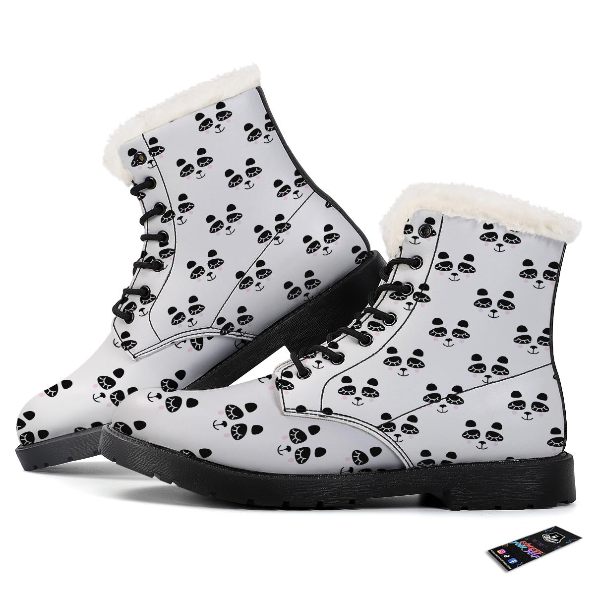 Emoji Bear Sleeping Print Pattern Winter Boots-grizzshop