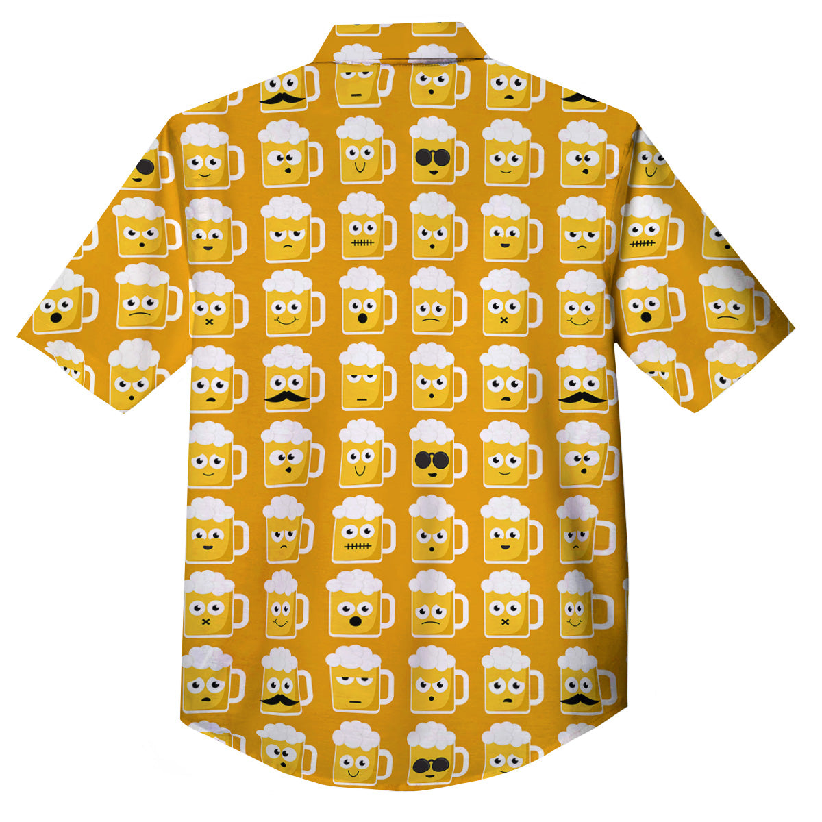 Emoji Beer Mugs Yellow Print Pattern Button Up Shirt-grizzshop