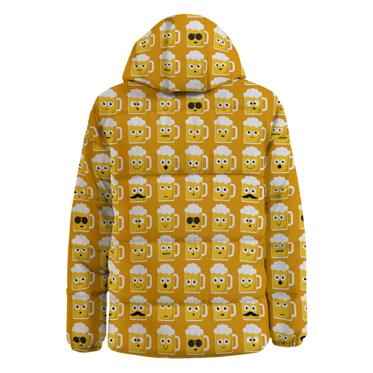 Emoji Beer Mugs Yellow Print Pattern Down Jacket-grizzshop