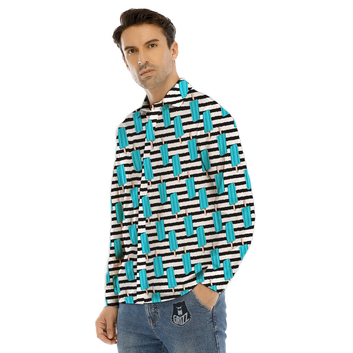 Emoji Beer Mugs Yellow Print Pattern Men's Dress Shirts-grizzshop