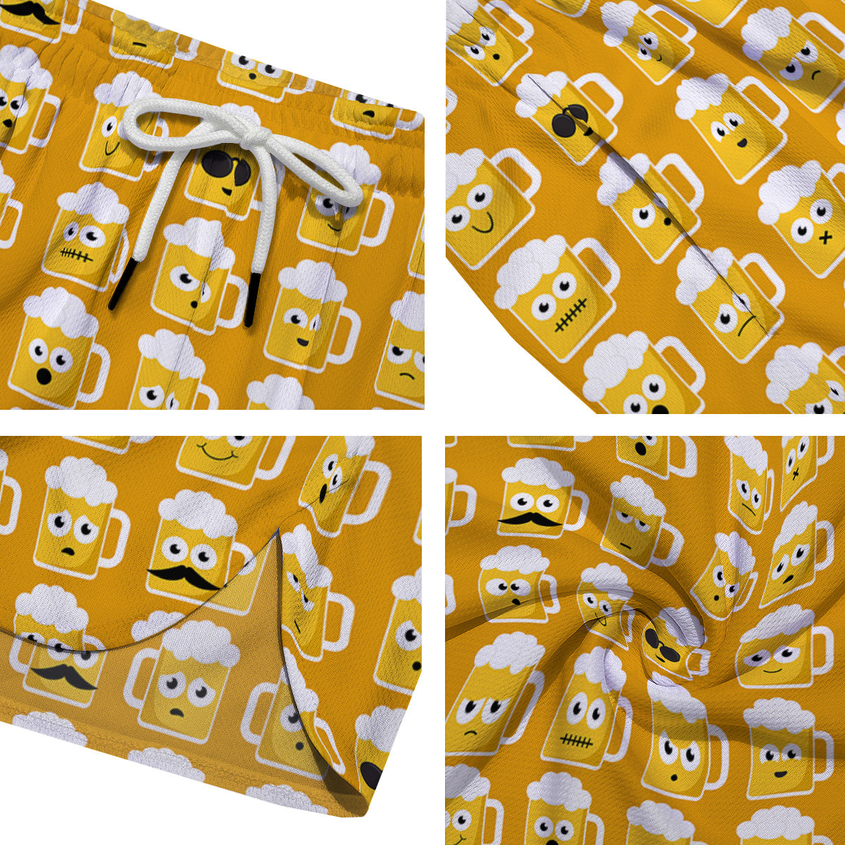 Emoji Beer Mugs Yellow Print Pattern Men's Running Shorts-grizzshop