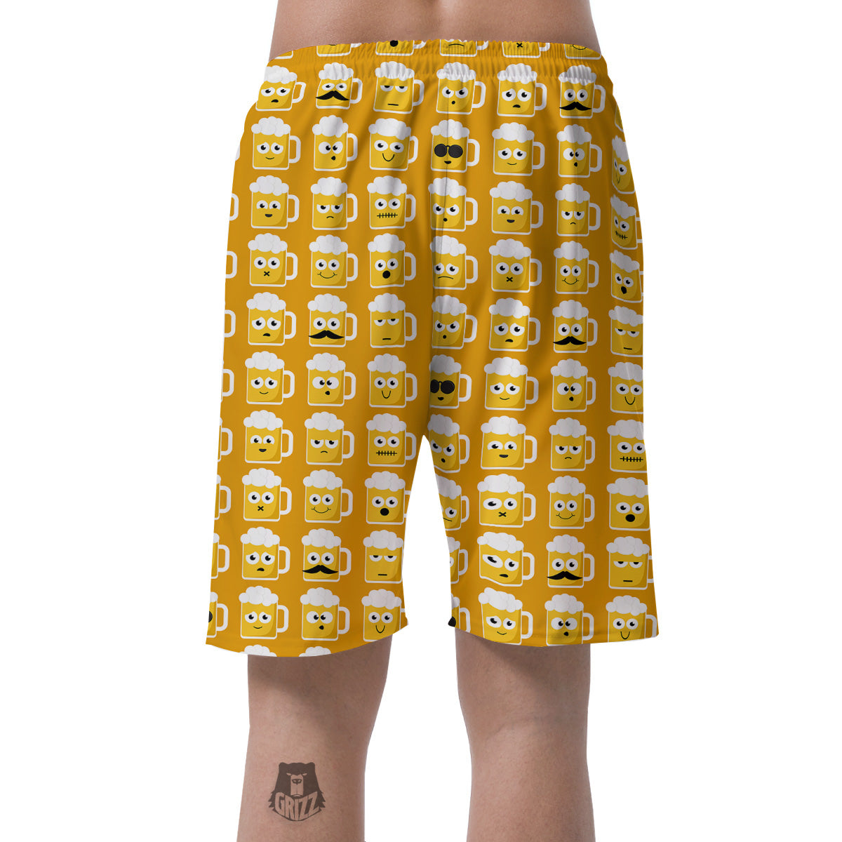 Emoji Beer Mugs Yellow Print Pattern Men's Shorts-grizzshop