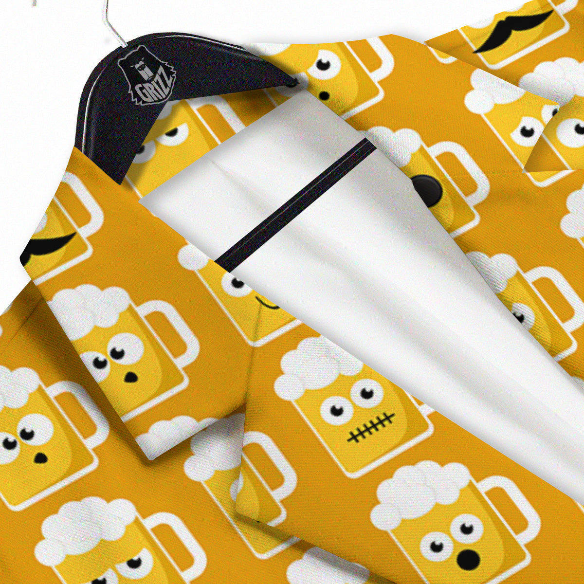 Emoji Beer Mugs Yellow Print Pattern Men's Sport Coat-grizzshop