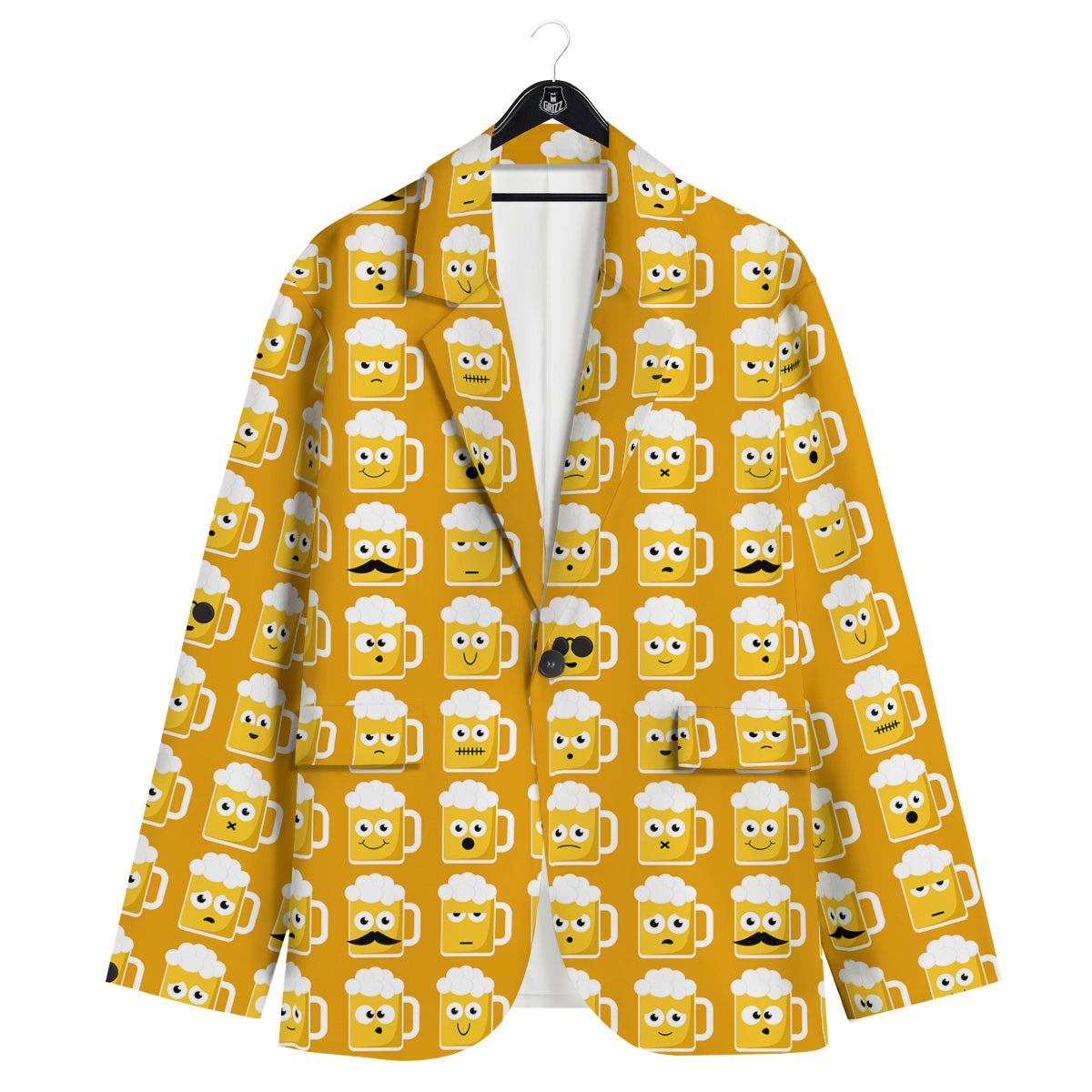 Emoji Beer Mugs Yellow Print Pattern Men's Sport Coat-grizzshop