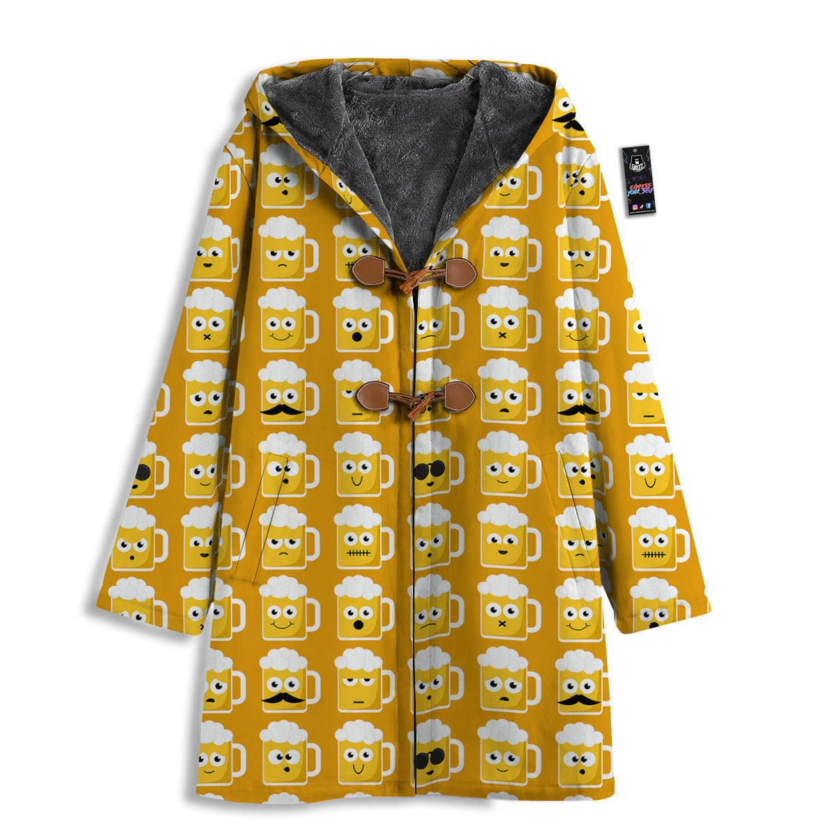 Emoji Beer Mugs Yellow Print Pattern Men's Windbreaker Jacket-grizzshop